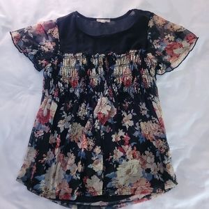 XS Maurices Floral Ruched Top